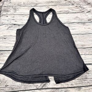 Lululemon Striped Charcoal Racerback Tank Top with Flyaway Back Size ~10